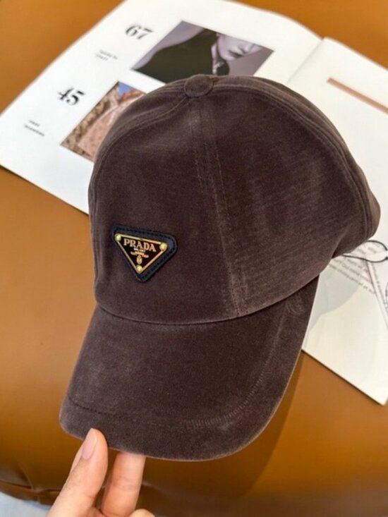 Prada Velvet Baseball Cap with Iconic Triangle Logo for Men and Women main image 6